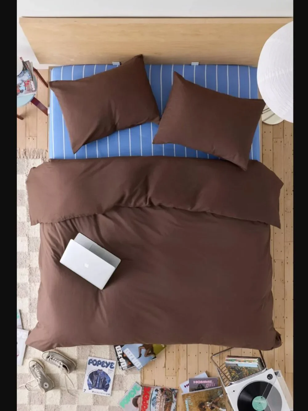 Urban Outfitters Classic Linen-Blend Fondue Fudge Brown Full Queen Duvet Cover